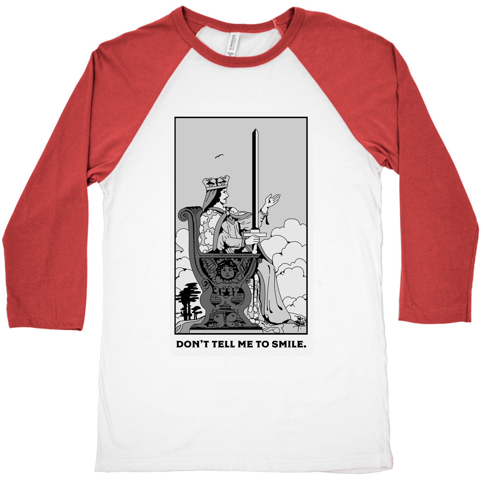 Don't Tell Me To Smile (Queen Of Swords Tarot) Baseball Tee